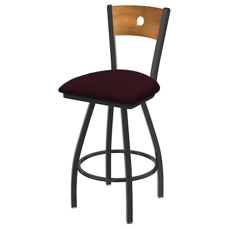 30 Swivel Counter Stool,Pewter Finish,Med Back,Canter Bordeaux Seat